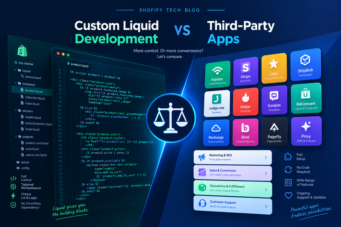 Custom Shopify Liquid Development vs. Third-Party Apps: What Scales Better?
