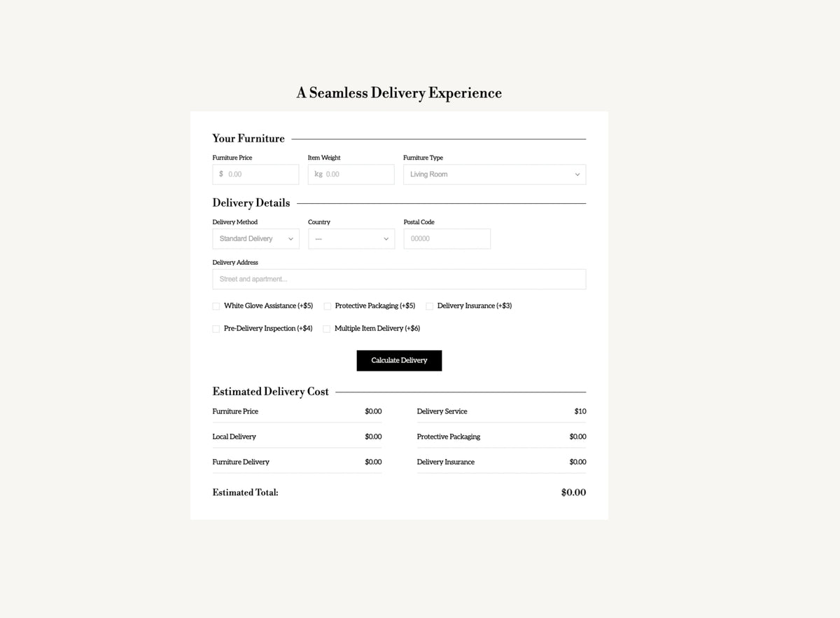 Real-Time Delivery Calculator